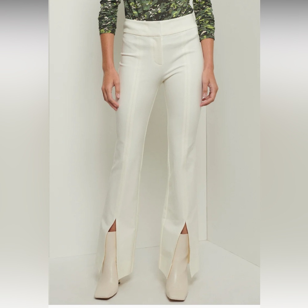 10 Crosby Derek Lam Maeve Front Slit Trouser Size 12 In Soft White Cream
